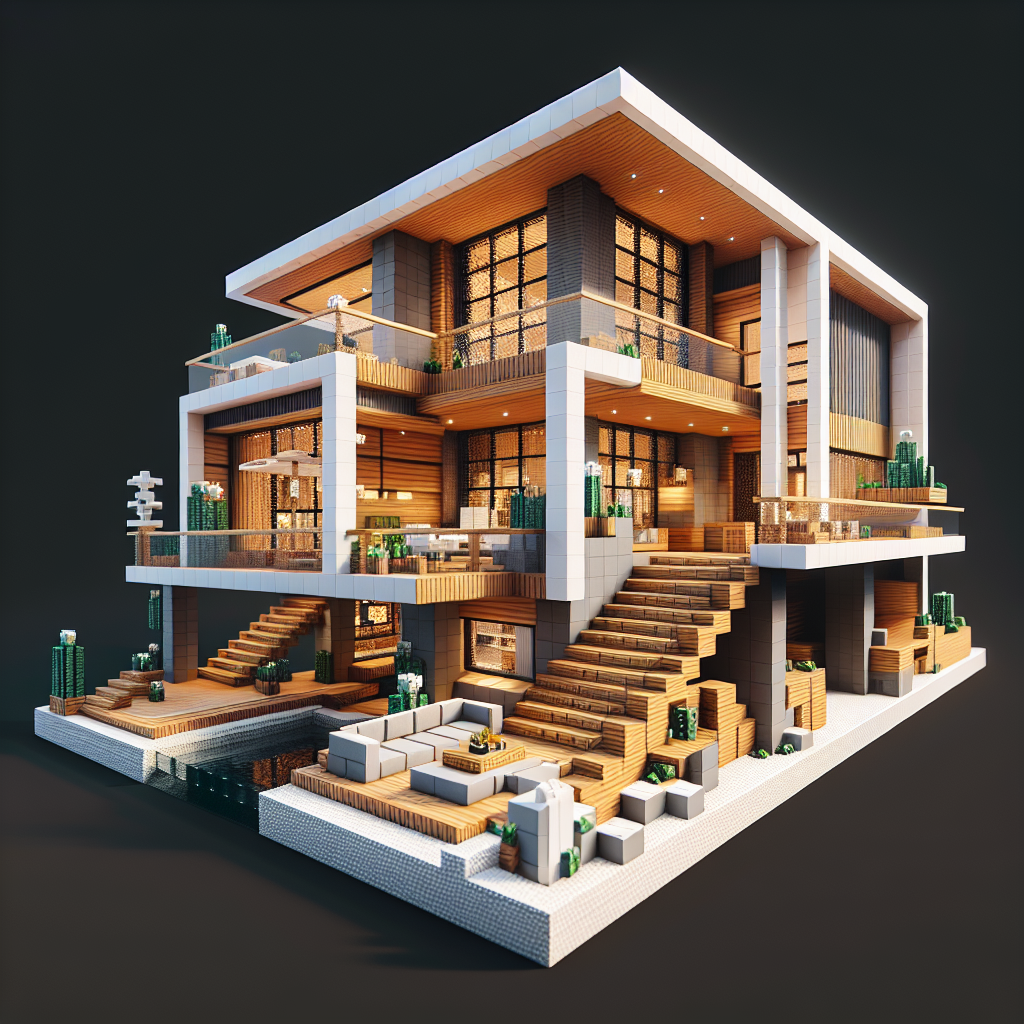 Desain Rumah Minecraft Modern Simple yang Elegan dan Fungsional